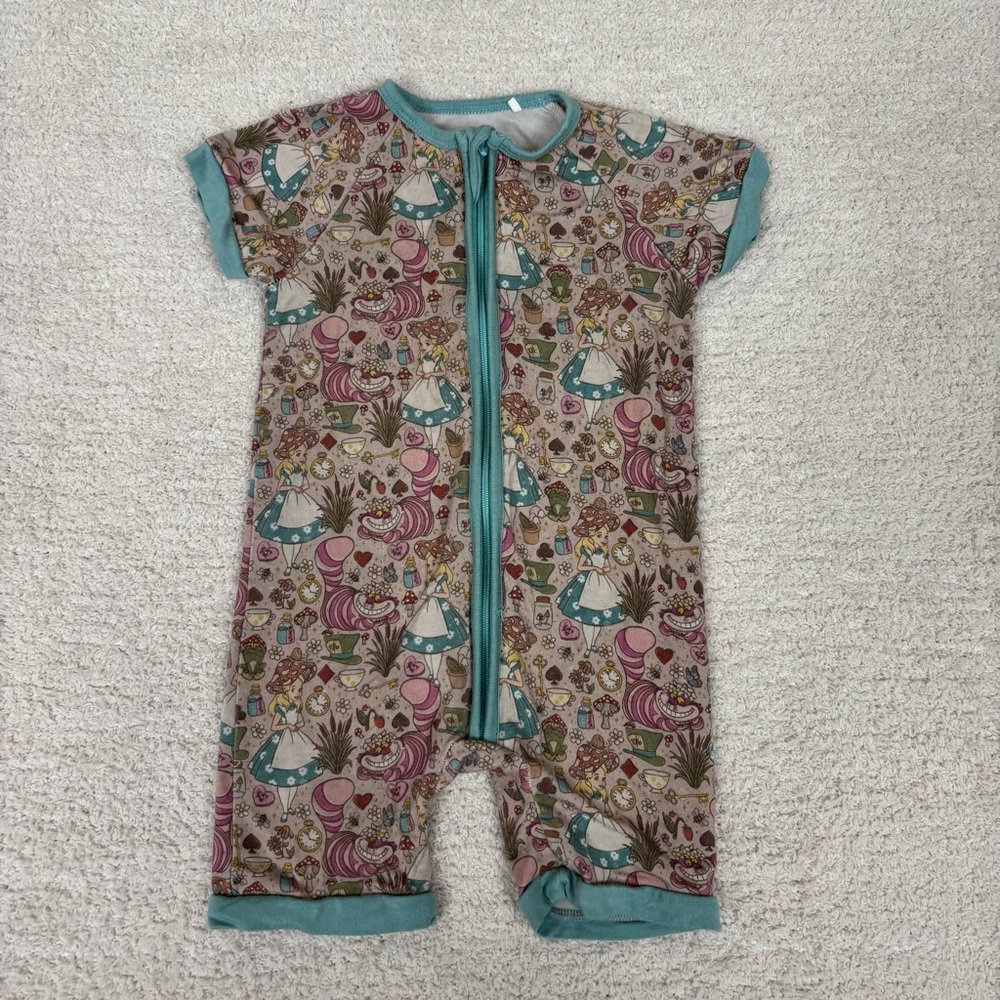 Kamilah Styles‎ Romper Girls Toddler 18-24 Month Alice In Wonderland Bamboo Zip